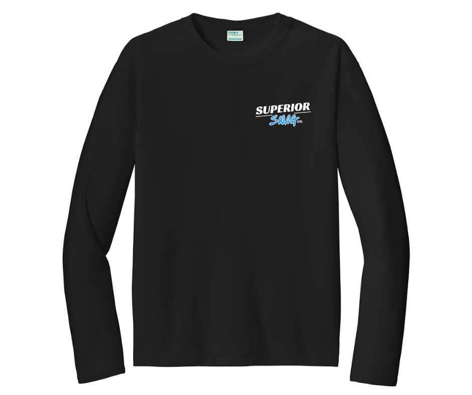 Black Superior Swag long sleeve performance shirt, front