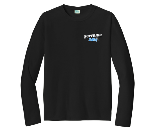 Black Superior Swag long sleeve performance shirt, front