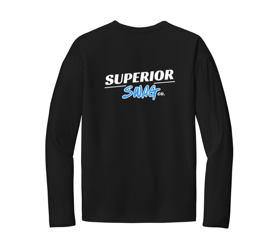 Black Superior Swag long sleeve performance shirt, back